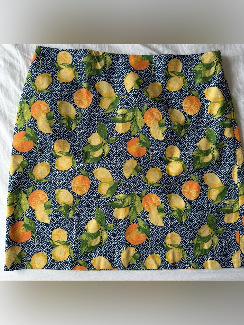 Talbots Women's Navy Citrus Print Skirt Size 10